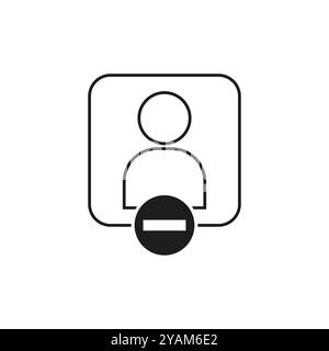 User block icon. Person access denied. Account restriction symbol. Vector profile illustration. Stock Vector