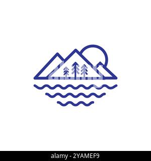 Mountain and lake logo design vector image. Mountain Lake Logo Nature Landscape Stock Vector. Stock Vector