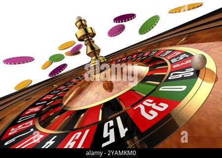 Roulette, built in three-dimensional program, on a white background Stock Photo