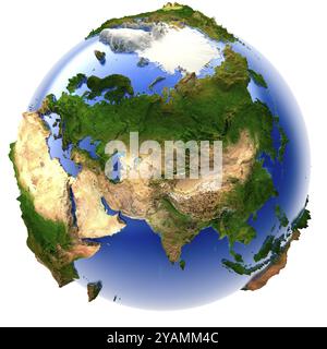 3D model of the globe with an exaggerated vertical relief Stock Photo