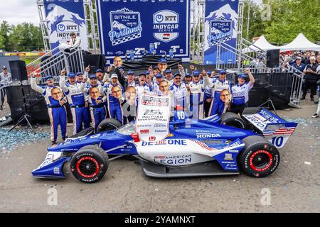 Sep 03, 2023-Portland, OR: INDYCAR Series driver, ALEX PALOU (10) of Barcelona, Spain, wins the Bitnile.com Grand Prix of Portland and clinches the ch Stock Photo