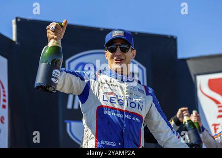 INDYCAR Series driver, ALEX PALOU (10) of Barcelona, Spain, wins the Astor Trophy and the championship at WeatherTech Raceway Laguna Seca in Monterey, Stock Photo