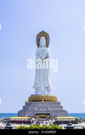 SANYA, HAINAN, CHINA, OCTOBER 10: Statue of goddess Guanyin on the territory of Buddhist center Nanshan at October 10, 2019 in Sanya, Hainan, China, A Stock Photo