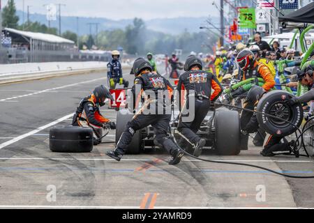 Sep 03, 2023-Portland, OR: INDYCAR Series driver, SANTINO FERRUCCI (14) of Woodbury, Connecticut, brings his car in for service during the Bitnile.com Stock Photo