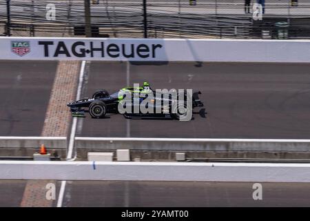 INDYCAR driver, RYAN HUNTER-REAY (23) of Fort Lauderdale, Florida, crosses the yard of bricks during a practice session for the Indianapols 500 at the Stock Photo