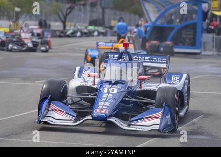 INDYCAR Series driver, ALEX PALOU (10) of Barcelona, Spain, travels through the turns during a practice session for the Big Machine Music City Grand P Stock Photo