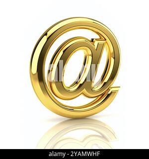 Golden email sign. Isolated on white Stock Photo - Alamy