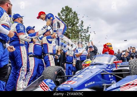 Sep 03, 2023-Portland, OR: INDYCAR Series driver, ALEX PALOU (10) of Barcelona, Spain, wins the Bitnile.com Grand Prix of Portland and clinches the ch Stock Photo