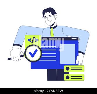 Tester searching bug in software 2D illustration concept Stock Vector