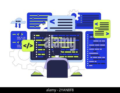 Software developer 2D illustration concept Stock Vector