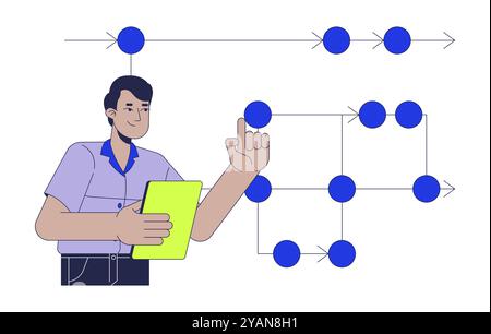 Backend developer roadmap 2D illustration concept Stock Vector