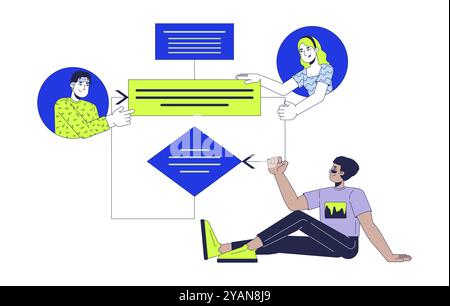 Algorithm in software development 2D illustration concept Stock Vector