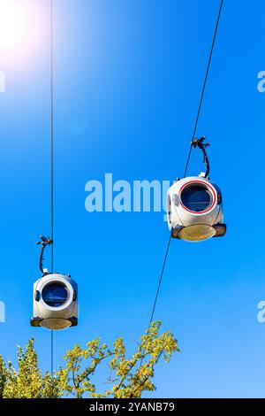 Cabins of the cable car against the blue sky Stock Photo - Alamy