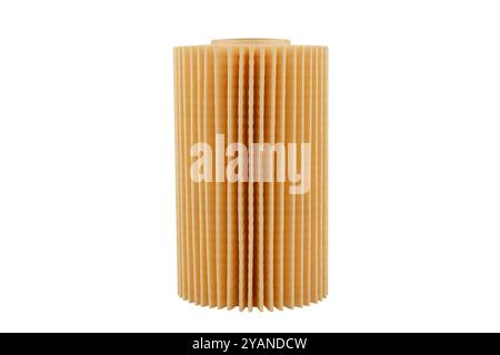 Car oil filter isolated on white background with clipping path. Oil car filter isolated. Quality spare parts for car service or maintenance Stock Photo