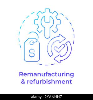 Remanufacturing and refurbishment blue gradient concept icon Stock Vector