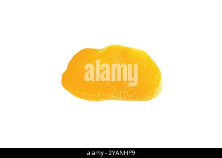 Slices of large sweet dried mangoes isolated on white. Stock Photo