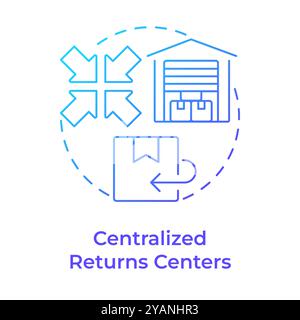 Centralized returns centers blue gradient concept icon Stock Vector