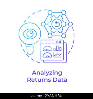 Analyzing returns data blue gradient concept icon Stock Vector