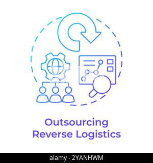 Outsourcing reverse logistics blue gradient concept icon Stock Vector