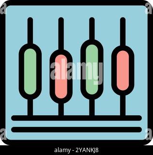 This icon represents an audio control panel with faders for adjusting sound levels Stock Vector