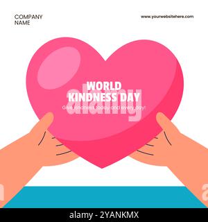 Flat Cartoon World Kindness Day Background Templates for Sharing Stock Vector