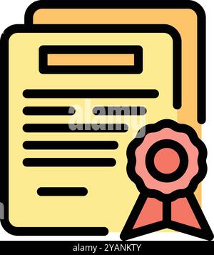 Legal paper sheet with text and stamp with red ribbon, notary public concept Stock Vector