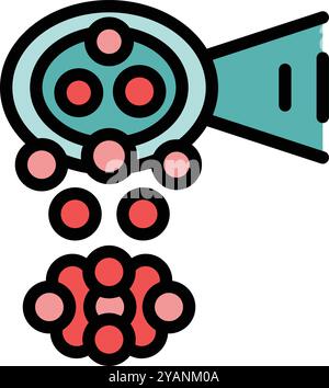 Nanorobot creating new molecules from atoms icon, suitable for nanotechnology concepts Stock Vector