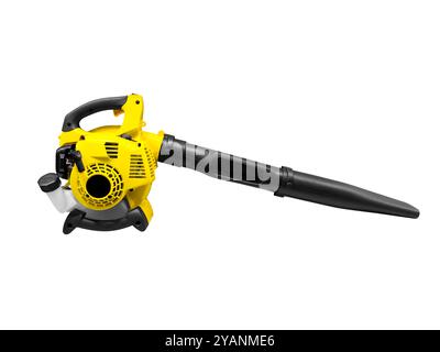 Hand-held fuel blower for cleaning isolated on white background. Air blower tool or leaf blower isolated. Stock Photo