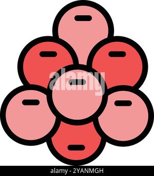 Atomic structure icon representing protons, neutrons, and electrons, commonly used in chemistry and physics Stock Vector