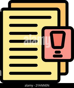 Document with exclamation mark icon representing an important task requiring immediate attention Stock Vector