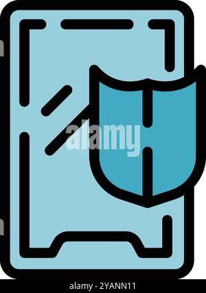 Smartphone is being protected by a shield, representing mobile security and data protection Stock Vector