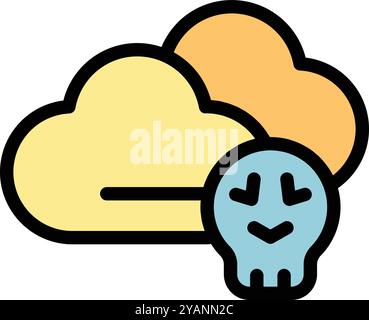 Colorful icon of a skull representing data loss concept with clouds symbolizing cloud storage Stock Vector