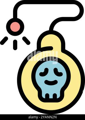 Glowing skull inside a pendulum is moving back and forth, helping with concentration during a hypnosis session Stock Vector