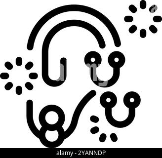 This icon represents the concept of tinnitus, often described as a ringing in the ears Stock Vector