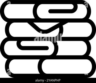 Simple vector icon of a stack of neatly folded and clean towels, perfect for representing laundry services or household chores Stock Vector