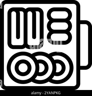 Icon depicting a computer case containing different hardware components, represented in a simple vector format Stock Vector