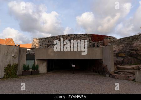 The entrance to the unique Temppeliaukio Church in Helsinki, Finland Stock Photo