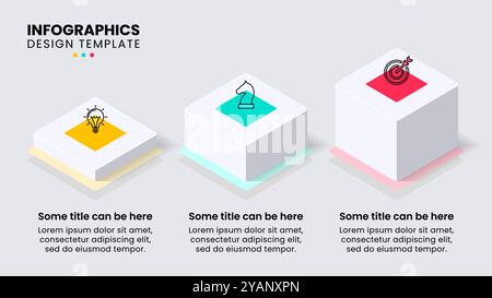 Infographic template with icons and 3 options or steps. Isometric columns. Can be used for workflow layout, diagram, banner, webdesign. Vector illustr Stock Vector