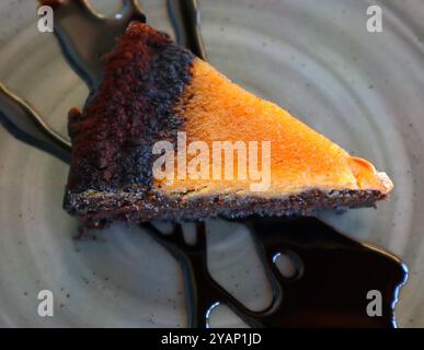 Algarve, Portugal. Typical Algarvian, Three delights tart - Bolo 3 delicias. A specialty made from 3 main ingredients - figs, almonds and carob. Stock Photo