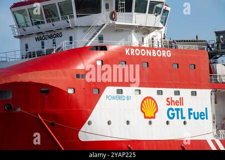 Offshore industries supply ship Powered by Shell GTL Fuel Stock Photo