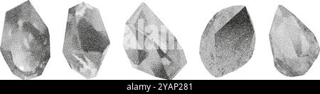 Cube, cylinder, triangle, rhombus with grainy dot texture. Stock Vector