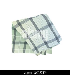 Folded fabric towel or kitchen blanket with traditional tartan texture vector illustration Stock Vector