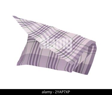 Folded fabric towel or kitchen tablecloth with gingham texture vector illustration Stock Vector