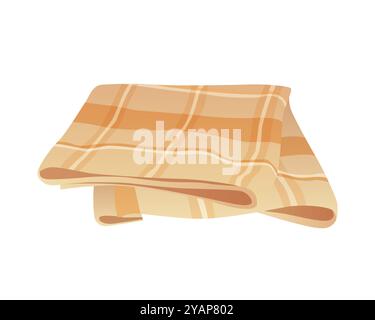 Brown square folded kitchen napkin with checkered pattern vector illustration Stock Vector