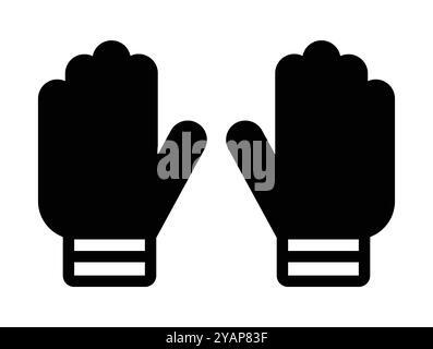 Simple black glove illustration ideal for winter themes, fashion, or outdoor activities. Perfect for various creative designs and seasonal projects. Stock Vector
