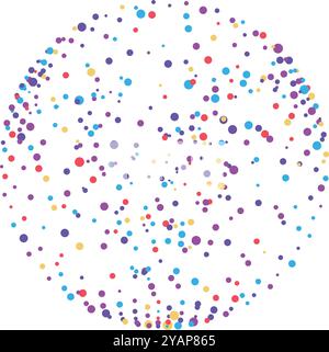 Abstract sphere shape formed by colorful polka dots of various sizes on a white background. Vector illustration Stock Vector