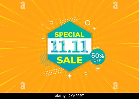 Abstract 11.11 Shopping Day sale discount offer Banner, poster, or flyer design template. Sale vector banner, or social media post design template Stock Vector