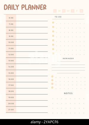 Daily Planner Template for Focused and Organized Task Management Stock Vector