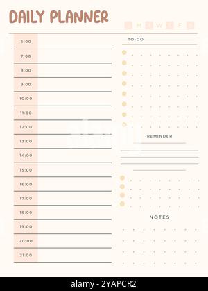 Daily Planner Template for Focused and Organized Task Management Stock Vector