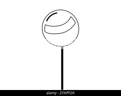 Black outline of Lollipop Isolated on a White Background. Concept of Sweet Candy, Minimalist Style, Simple Outline Drawing. Perfect for Confectionery Stock Vector